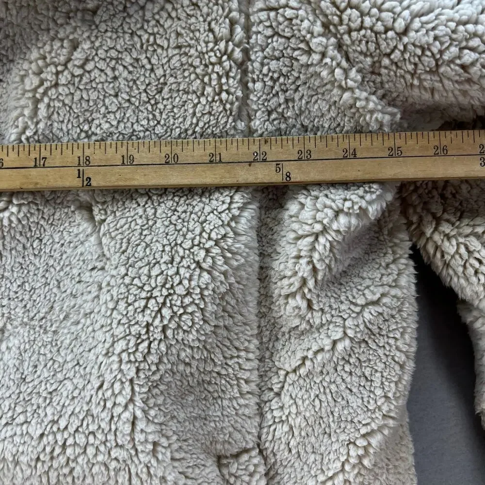 We The Free Sherpa Coat Woman's L Beige Raya Teddy Full Zip Preppy Winter Gear - Picture 8 of 10